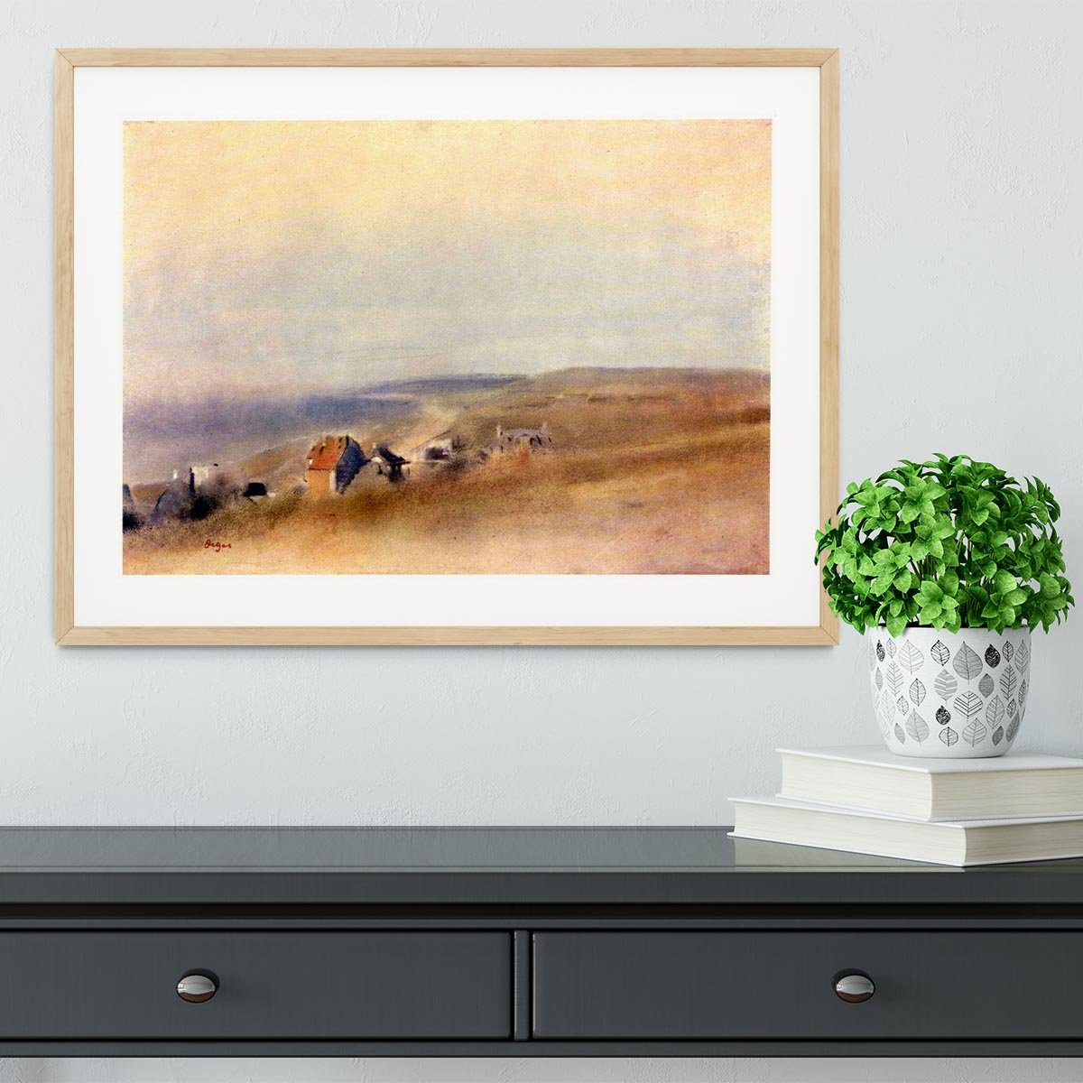Houses on cliffs above a bay by Degas Framed Print - Canvas Art Rocks - 3