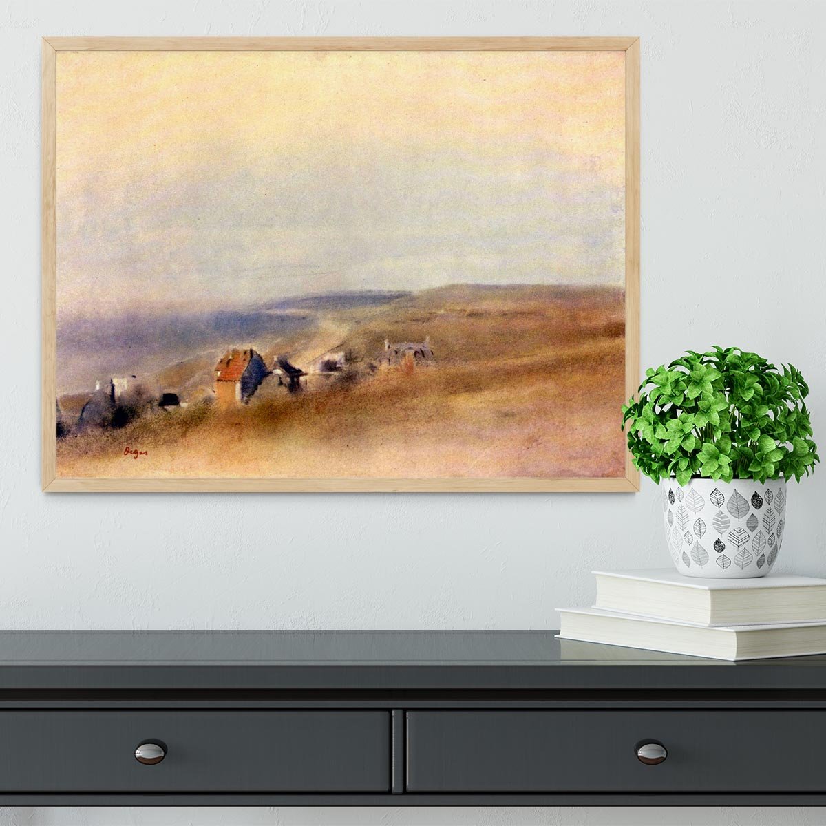 Houses on cliffs above a bay by Degas Framed Print - Canvas Art Rocks - 4