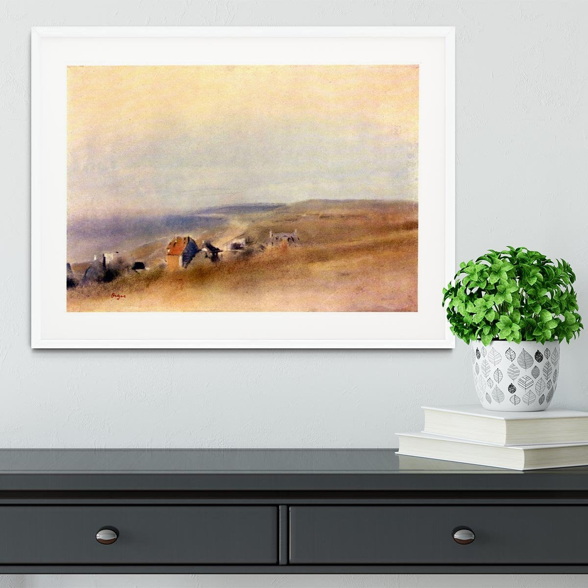 Houses on cliffs above a bay by Degas Framed Print - Canvas Art Rocks - 5