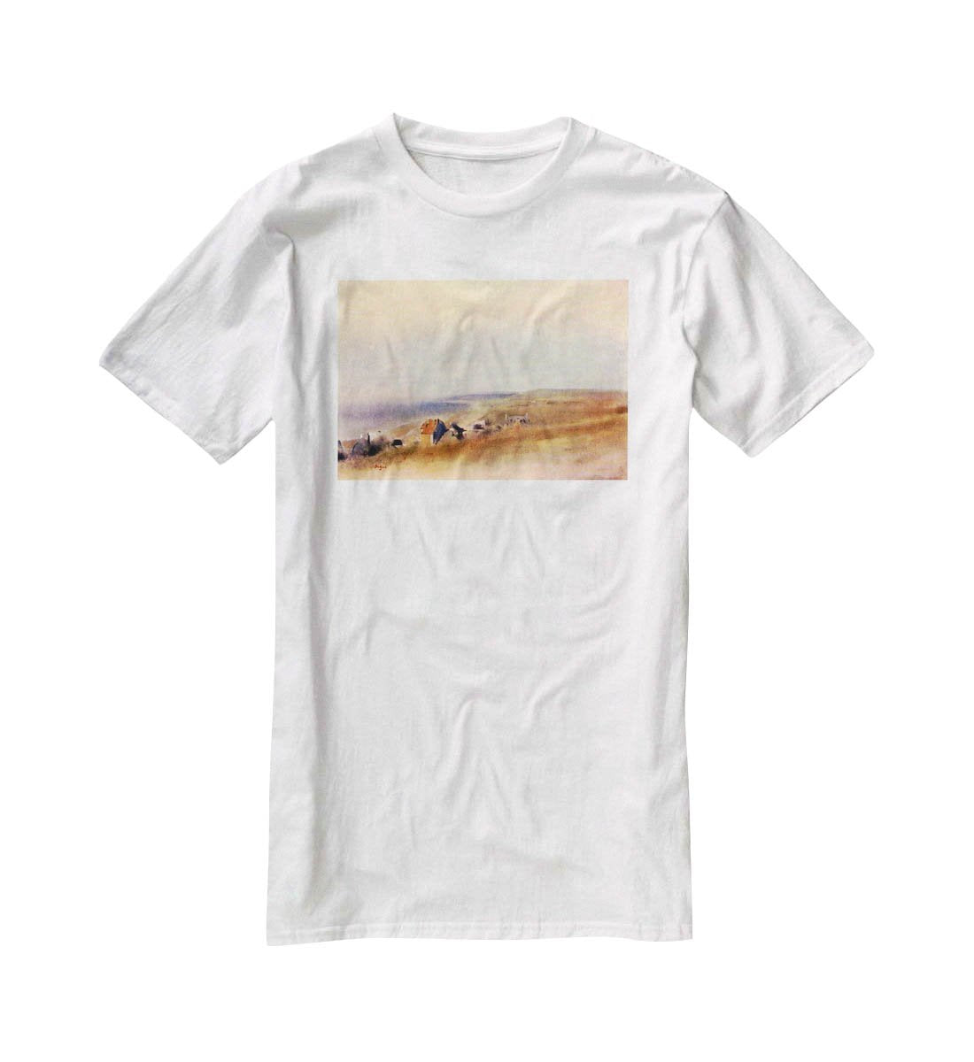 Houses on cliffs above a bay by Degas T-Shirt - Canvas Art Rocks - 5