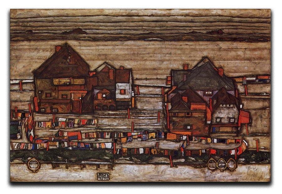 Houses with laundry lines and suburban by Egon Schiele Canvas Print or Poster - Canvas Art Rocks - 1