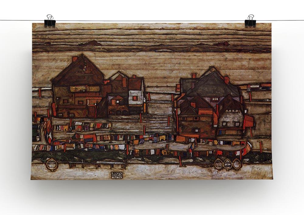 Houses with laundry lines and suburban by Egon Schiele Canvas Print or Poster - Canvas Art Rocks - 2