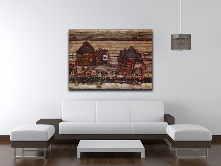 Houses with laundry lines and suburban by Egon Schiele Canvas Print or Poster - Canvas Art Rocks - 4