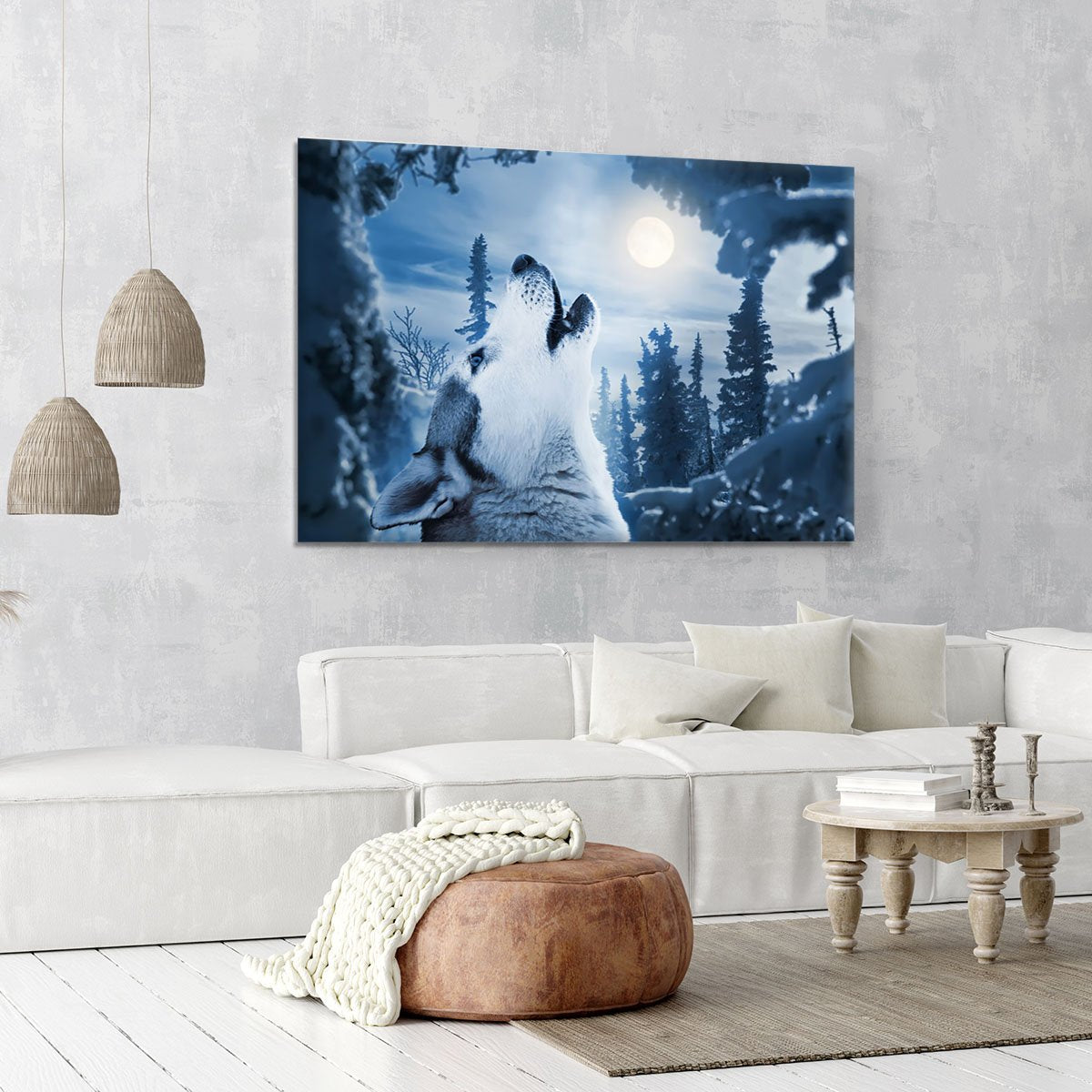 Howling to the moon Canvas Print or Poster