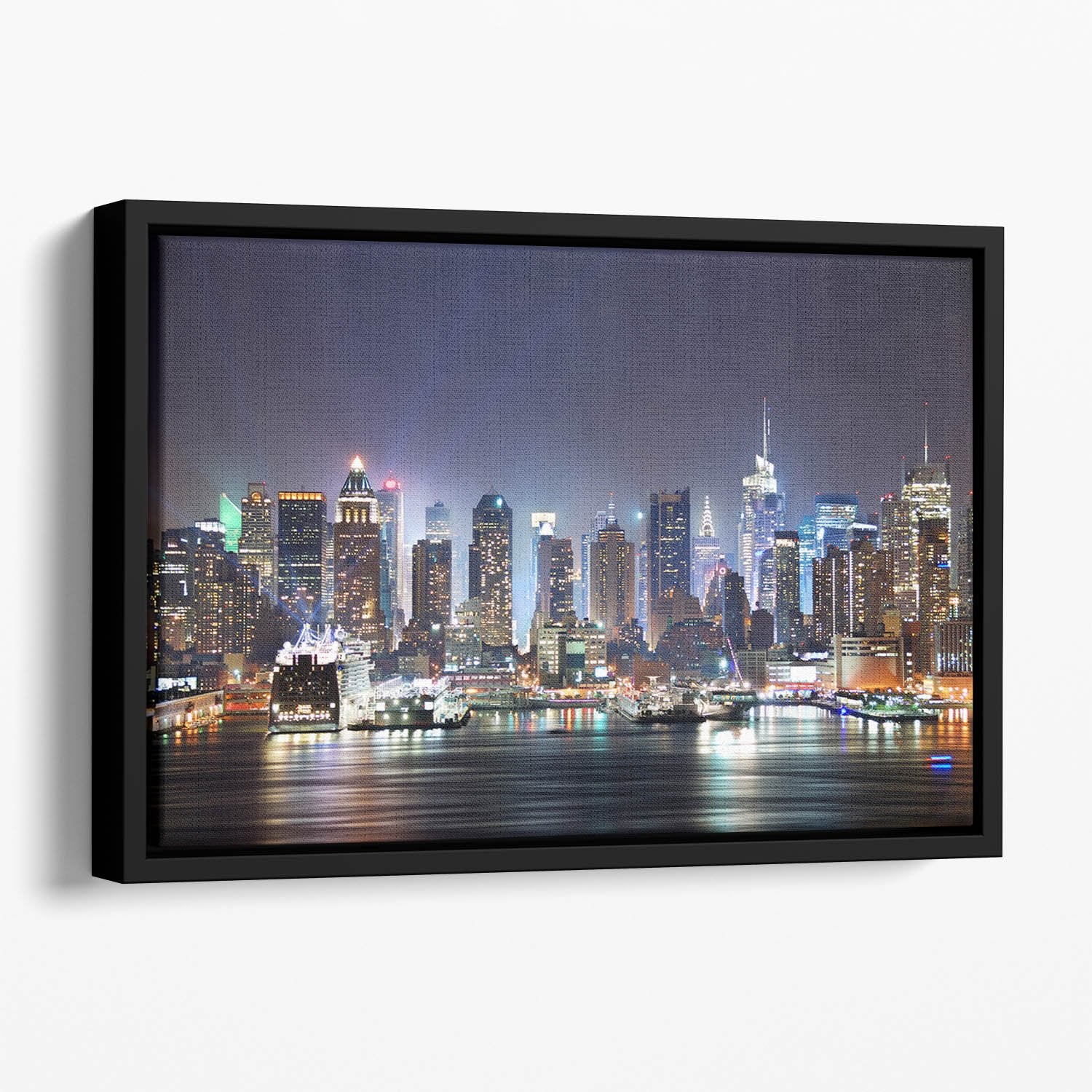 Hudson River with refelctions Floating Framed Canvas