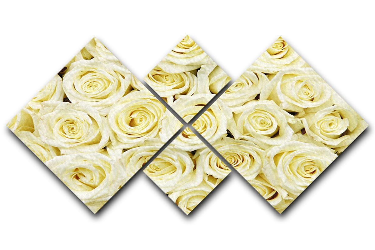 Huge bouquet of white roses 4 Square Multi Panel Canvas  - Canvas Art Rocks - 1