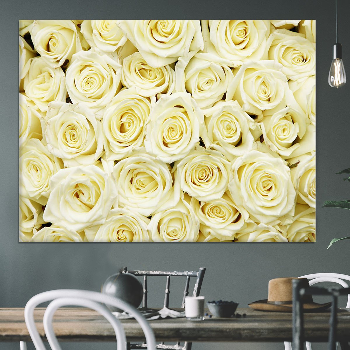Huge bouquet of white roses Canvas Print or Poster
