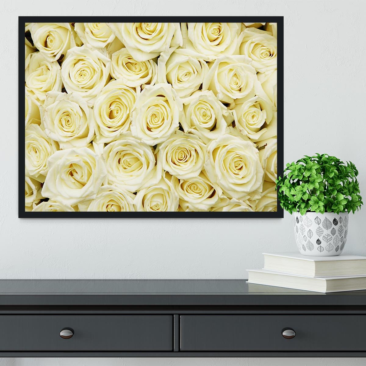 Huge bouquet of white roses Framed Print - Canvas Art Rocks - 2