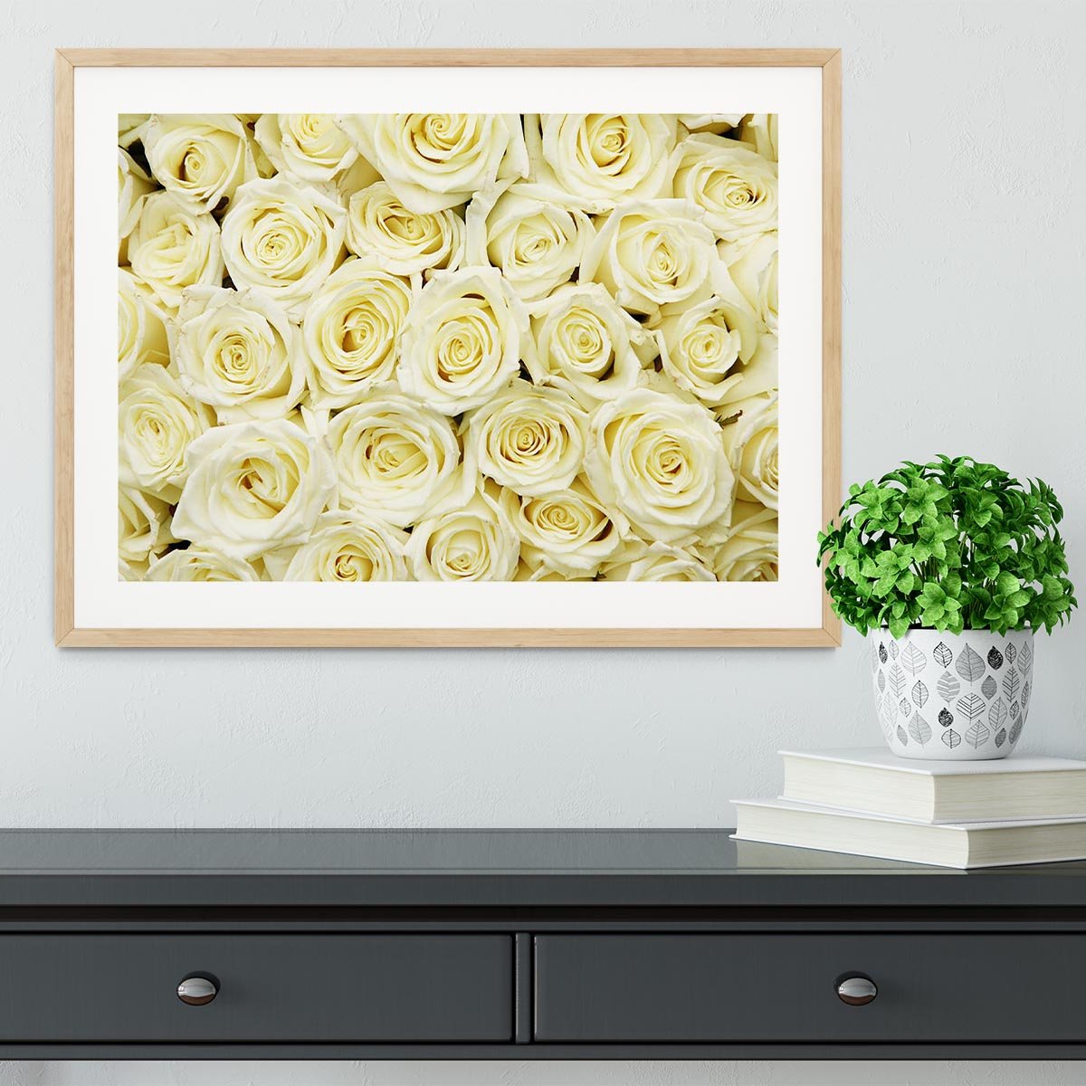 Huge bouquet of white roses Framed Print - Canvas Art Rocks - 3
