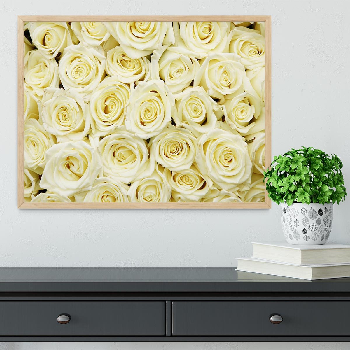 Huge bouquet of white roses Framed Print - Canvas Art Rocks - 4