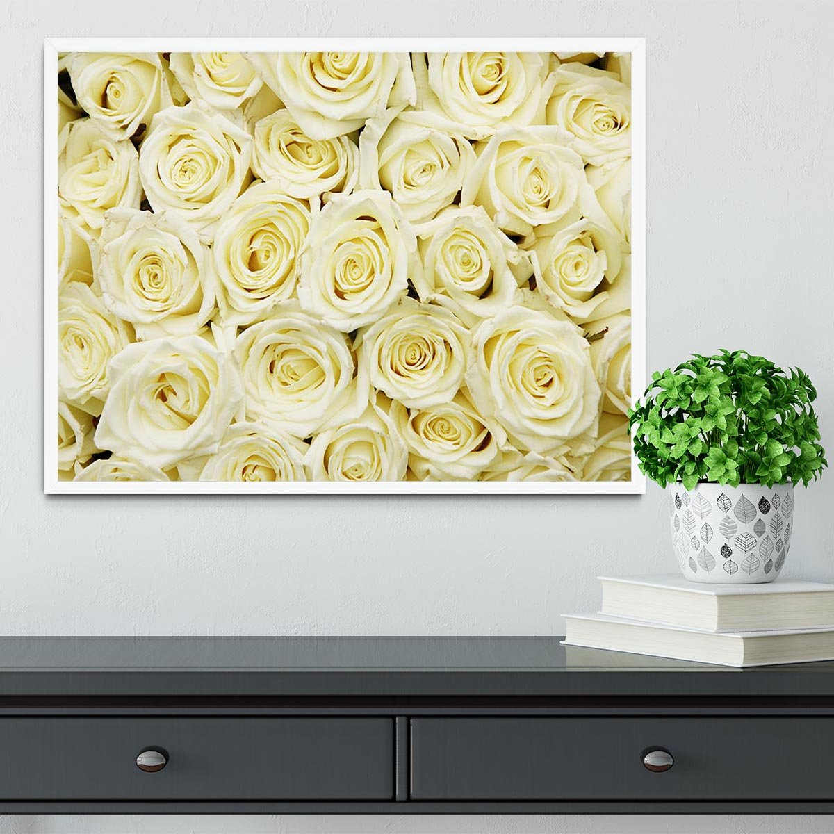 Huge bouquet of white roses Framed Print - Canvas Art Rocks -6