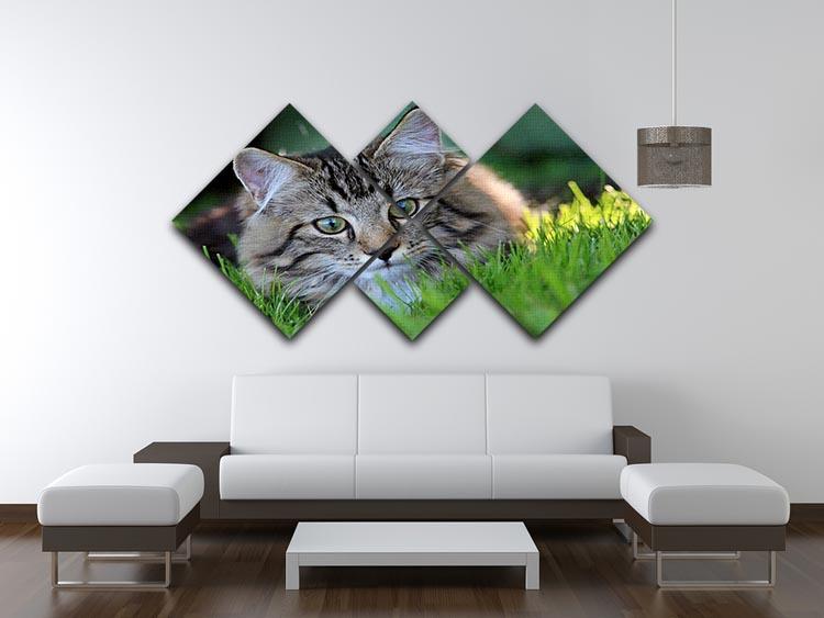 Hunting in the grass 4 Square Multi Panel Canvas - Canvas Art Rocks - 3