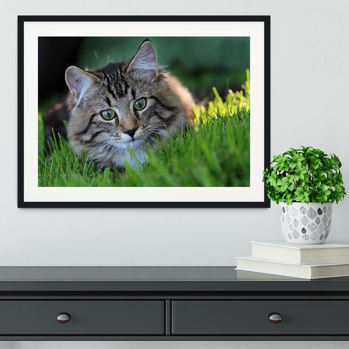 Hunting in the grass Framed Print - Canvas Art Rocks - 1