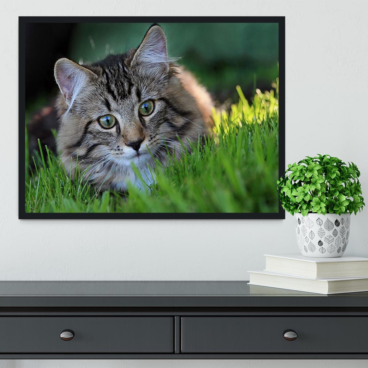 Hunting in the grass Framed Print - Canvas Art Rocks - 2