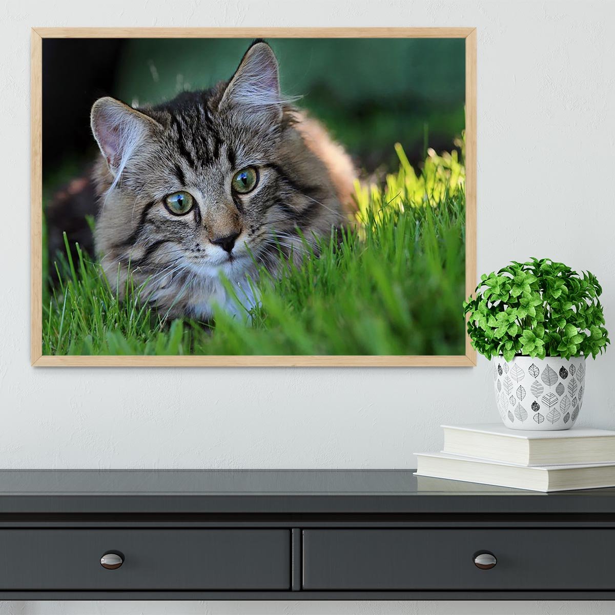 Hunting in the grass Framed Print - Canvas Art Rocks - 4