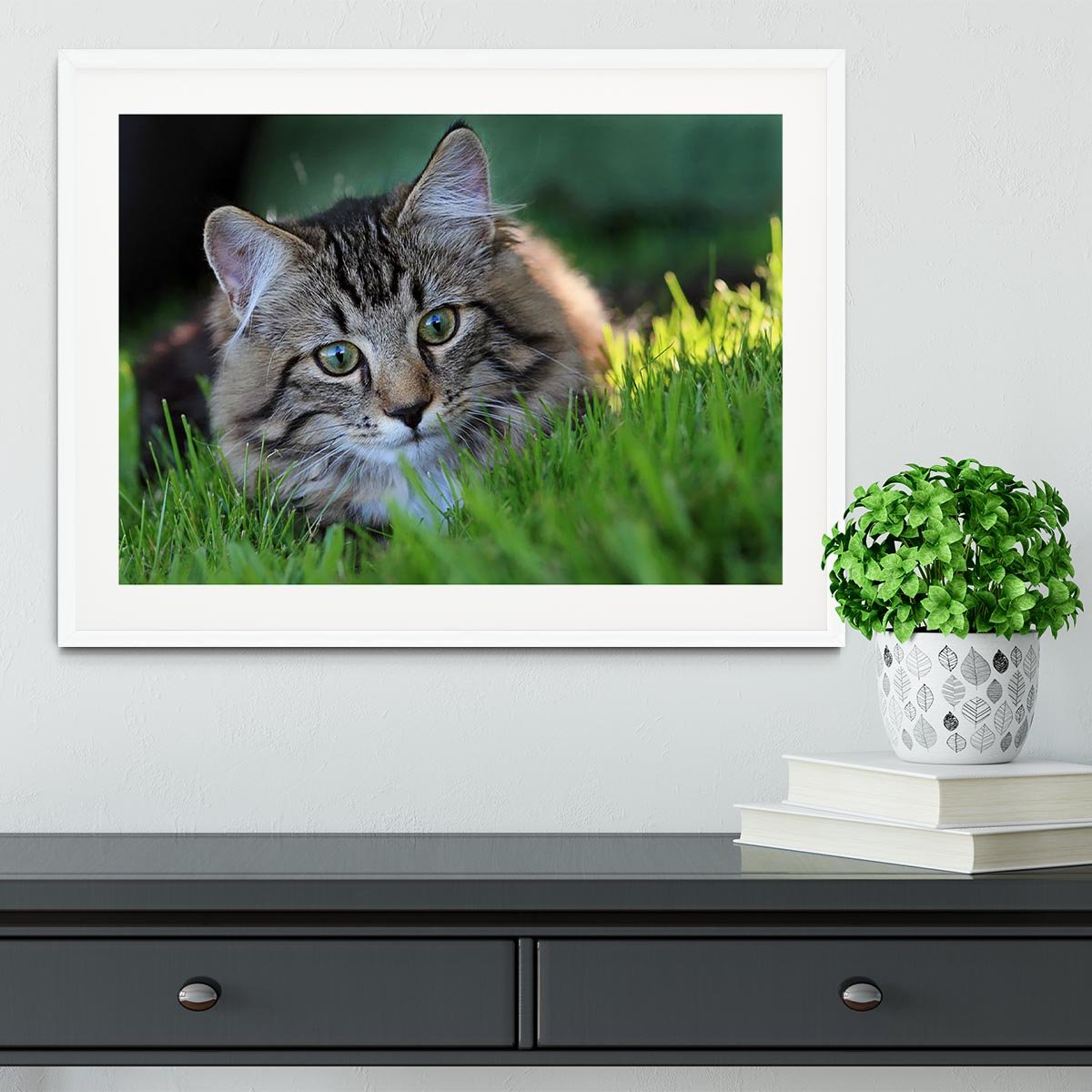 Hunting in the grass Framed Print - Canvas Art Rocks - 5