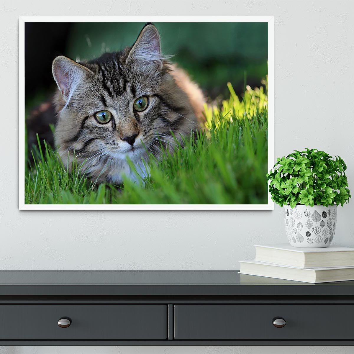 Hunting in the grass Framed Print - Canvas Art Rocks -6