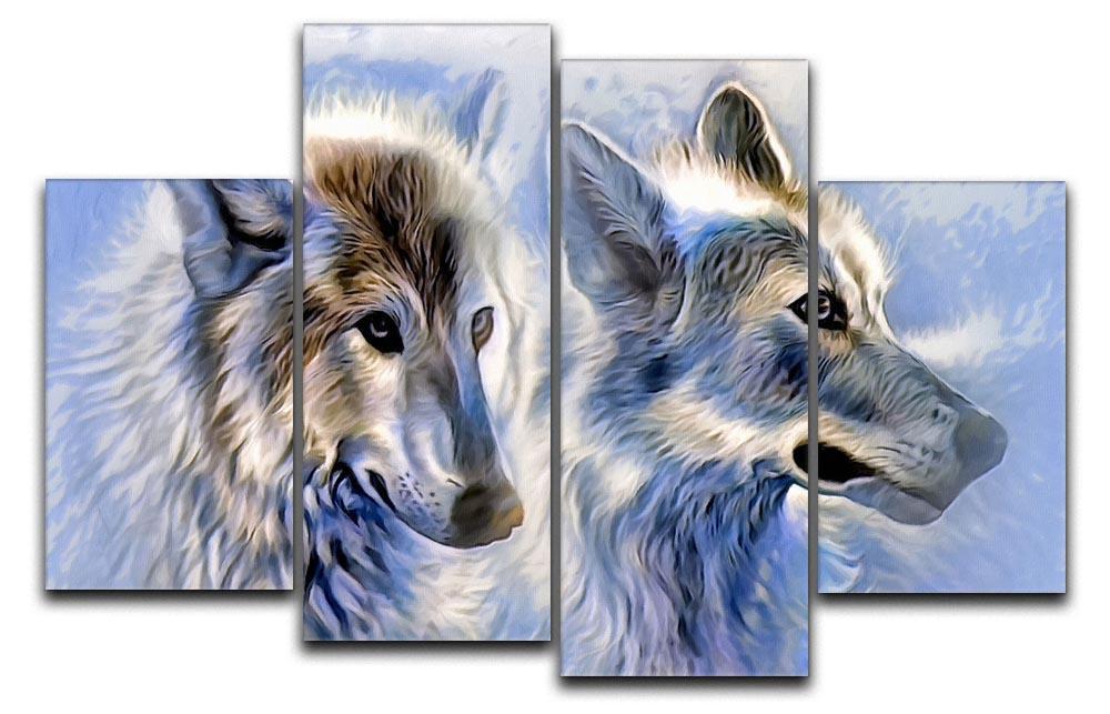 Ice Wolf Painting 4 Split Panel Canvas  - Canvas Art Rocks - 1