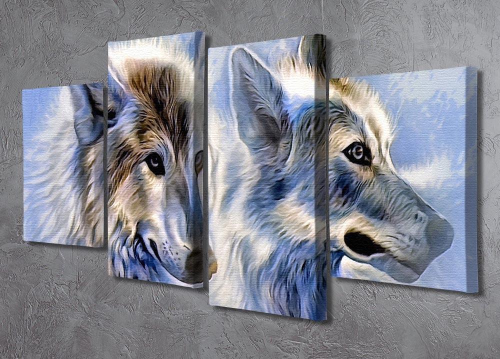 Ice Wolf Painting 4 Split Panel Canvas - Canvas Art Rocks - 2