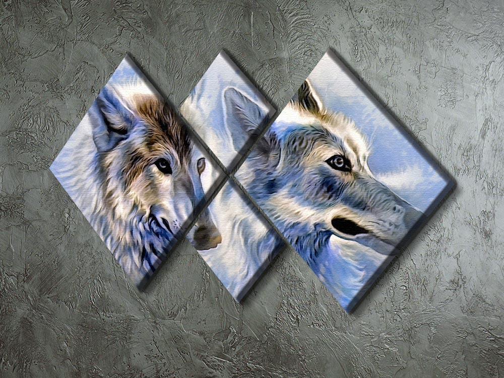 Ice Wolf Painting 4 Square Multi Panel Canvas - Canvas Art Rocks - 2