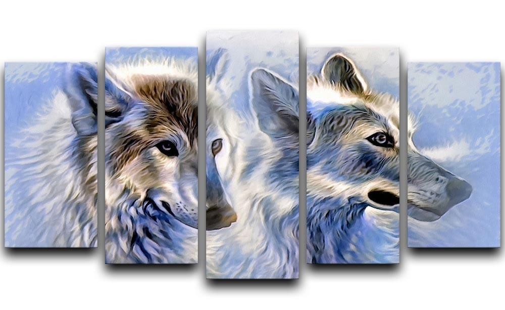 Ice Wolf Painting 5 Split Panel Canvas  - Canvas Art Rocks - 1