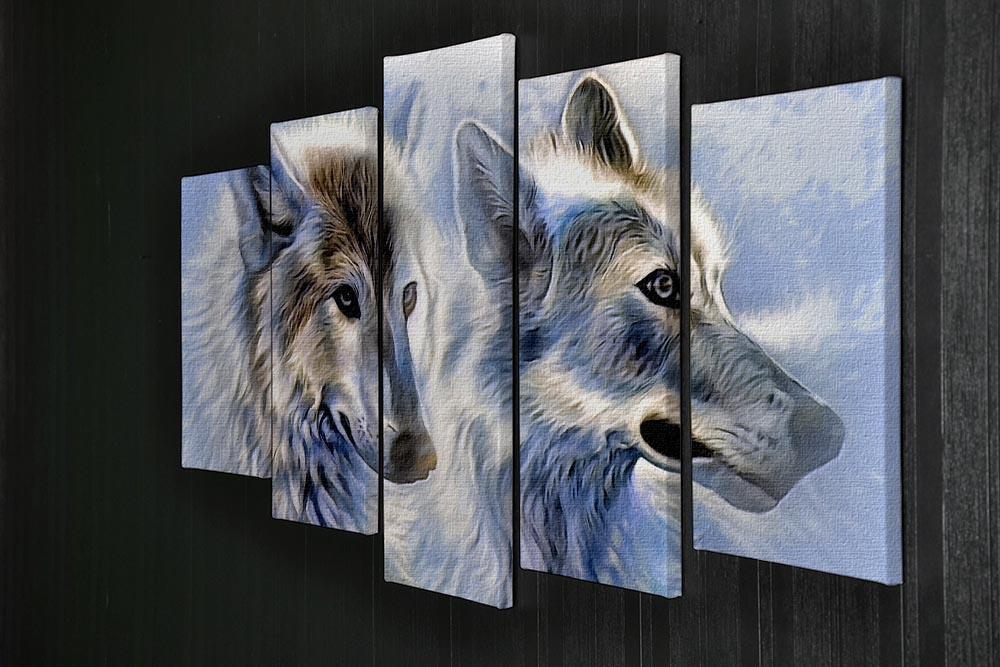 Ice Wolf Painting 5 Split Panel Canvas - Canvas Art Rocks - 2