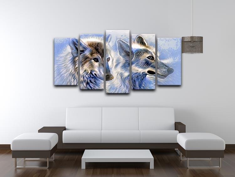 Ice Wolf Painting 5 Split Panel Canvas - Canvas Art Rocks - 3