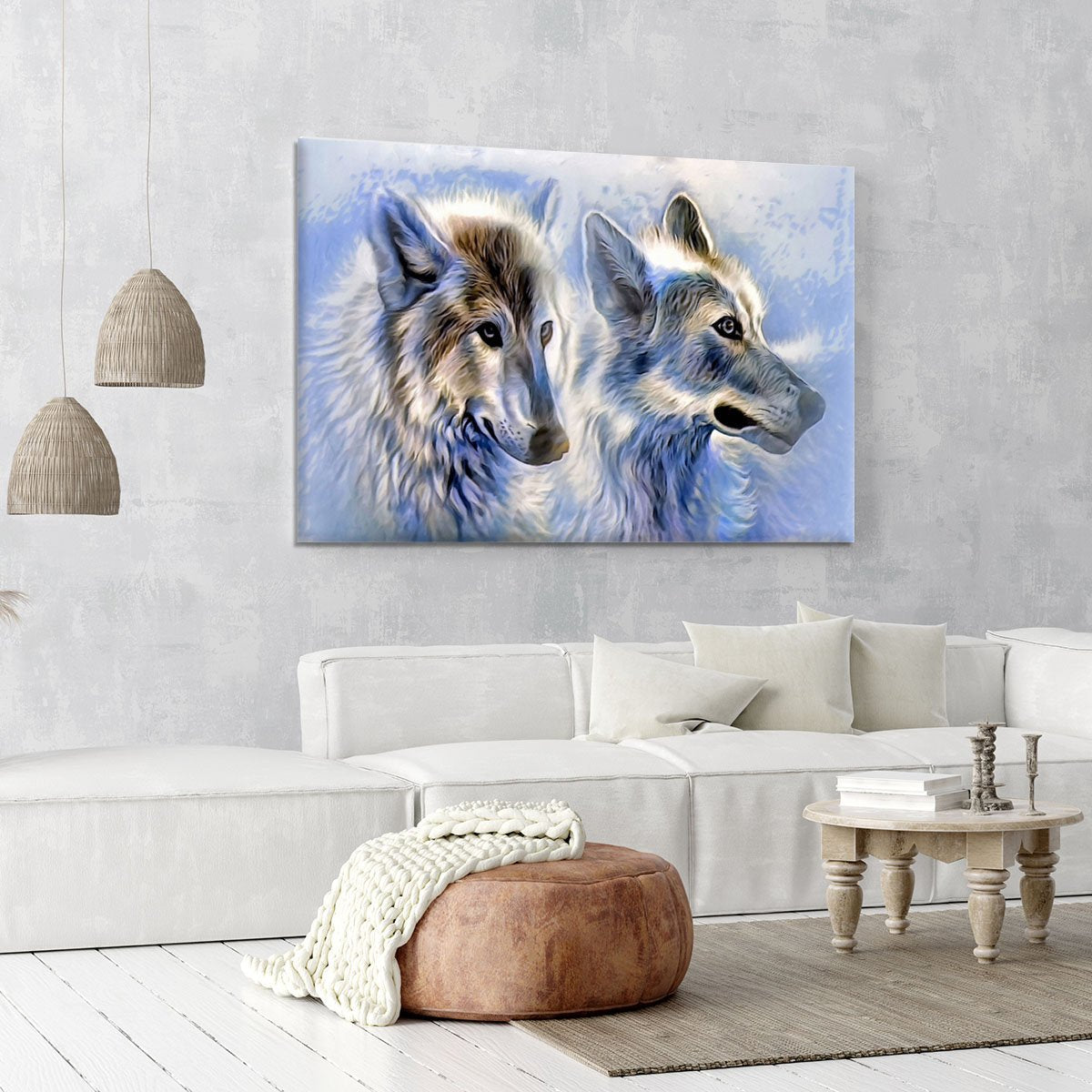 Ice Wolf Painting Canvas Print or Poster