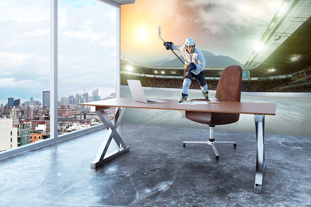 Ice hockey in Open stadium Wall Mural Wallpaper - Canvas Art Rocks - 3