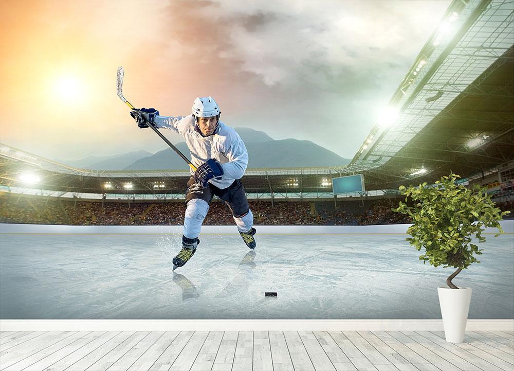 Ice hockey in Open stadium Wall Mural Wallpaper - Canvas Art Rocks - 4