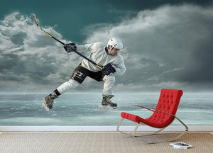 Ice hockey player in action Wall Mural Wallpaper - Canvas Art Rocks - 2