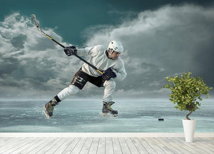 Ice hockey player in action Wall Mural Wallpaper - Canvas Art Rocks - 4