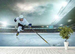 Ice hockey player on the ice Wall Mural Wallpaper - Canvas Art Rocks - 4