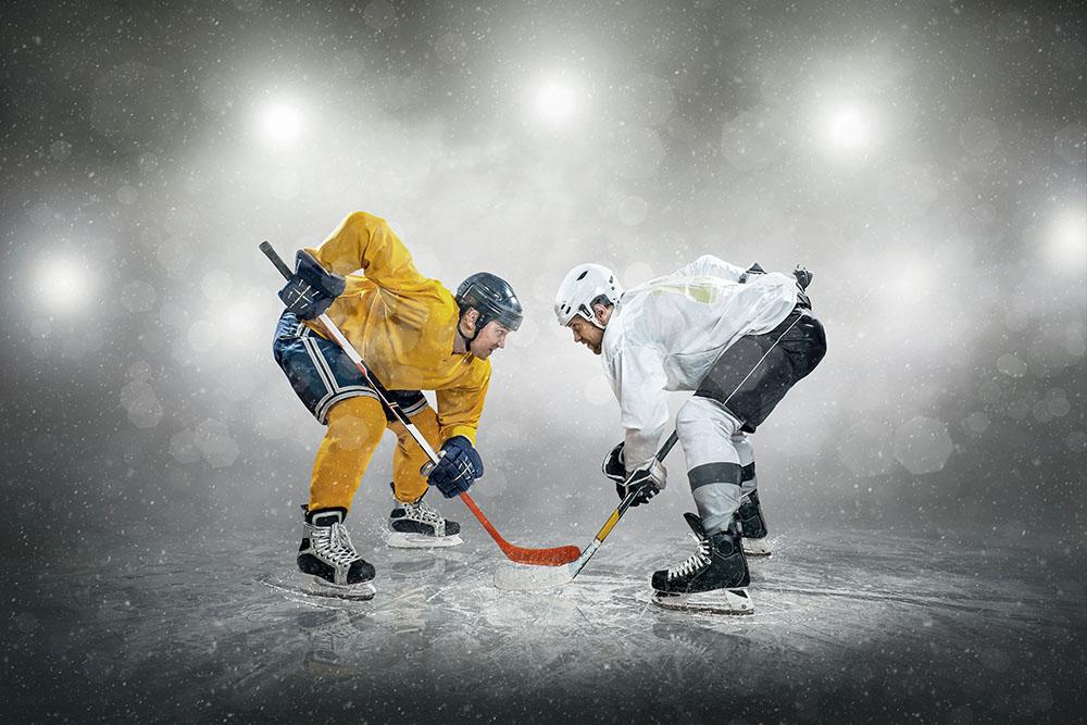 Ice hockey players on the ice Wall Mural Wallpaper - Canvas Art Rocks - 1