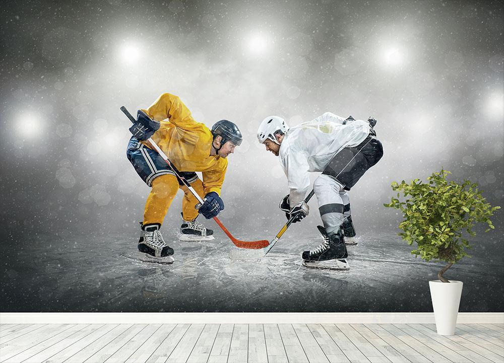 Ice hockey players on the ice Wall Mural Wallpaper