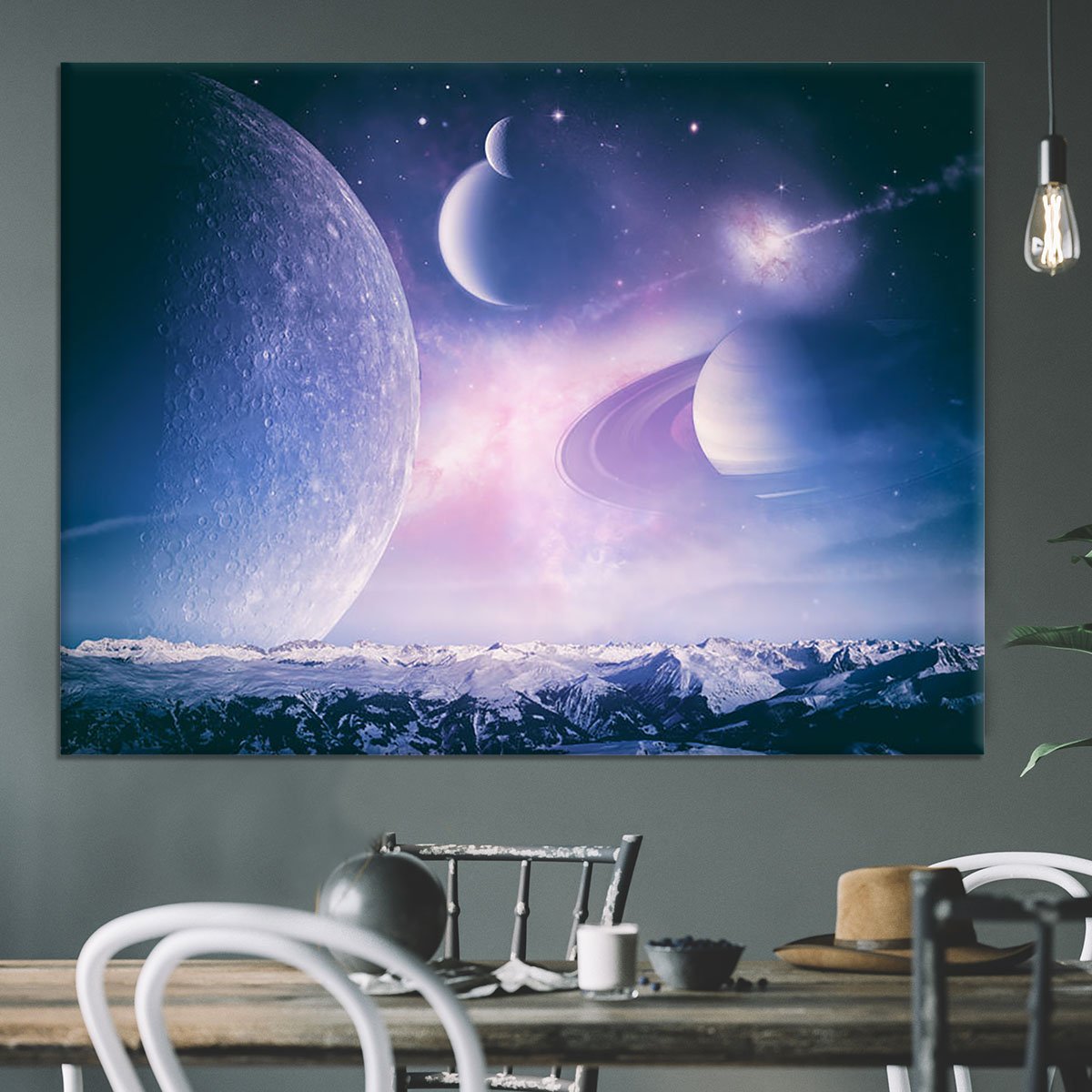 Ice world and planets Canvas Print or Poster