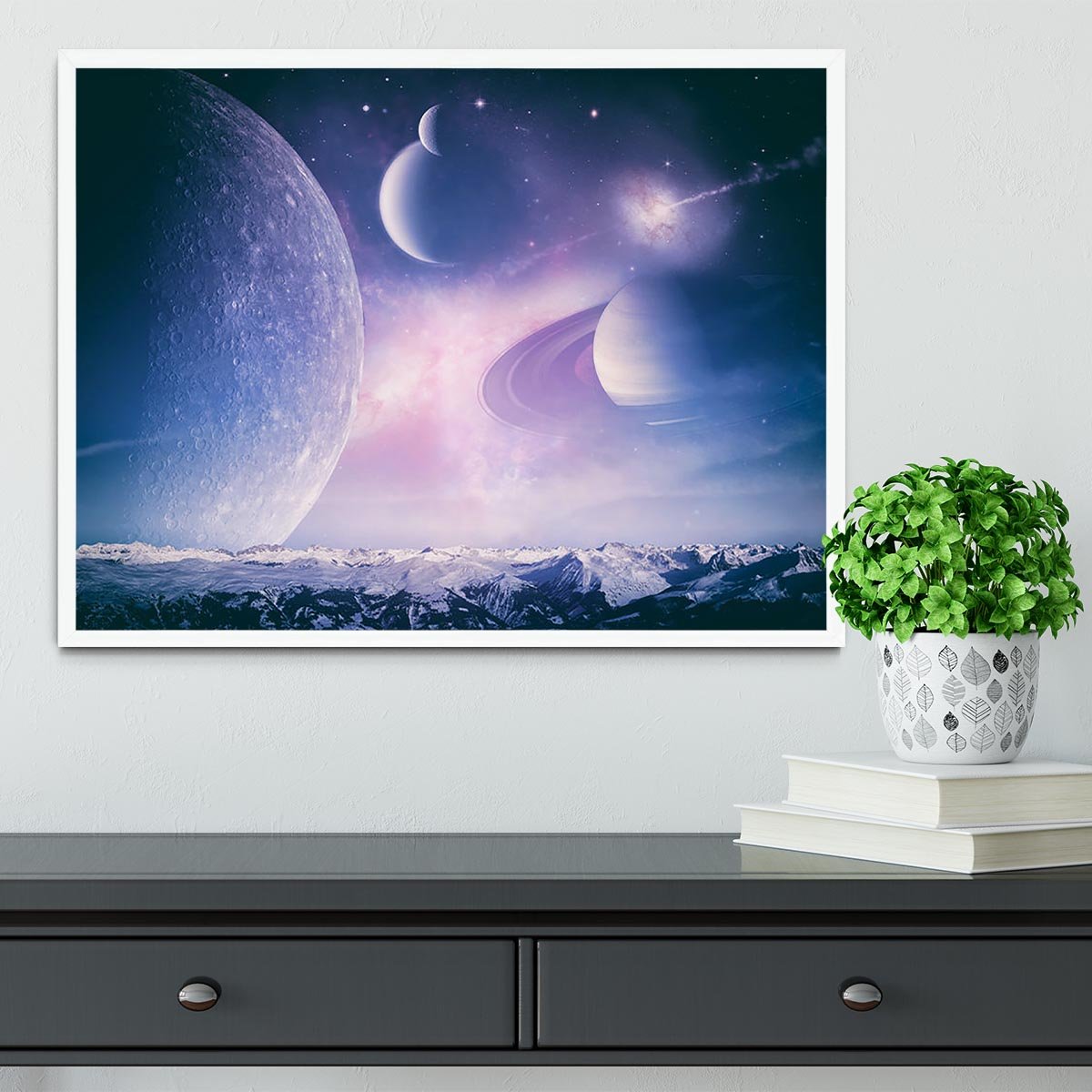 Ice world and planets Framed Print - Canvas Art Rocks -6