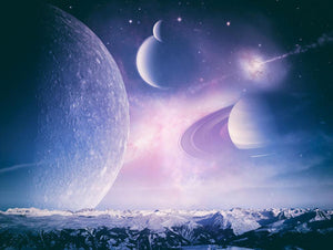 Ice world and planets Wall Mural Wallpaper - Canvas Art Rocks - 1