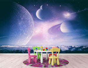 Ice world and planets Wall Mural Wallpaper - Canvas Art Rocks - 3