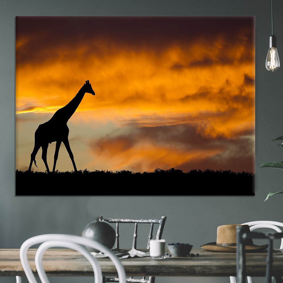 Idyllic african wildlife silhouette Canvas Print or Poster