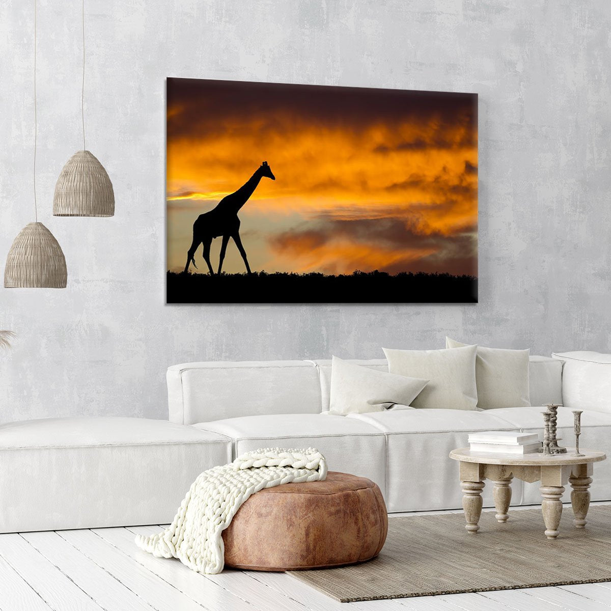 Idyllic african wildlife silhouette Canvas Print or Poster