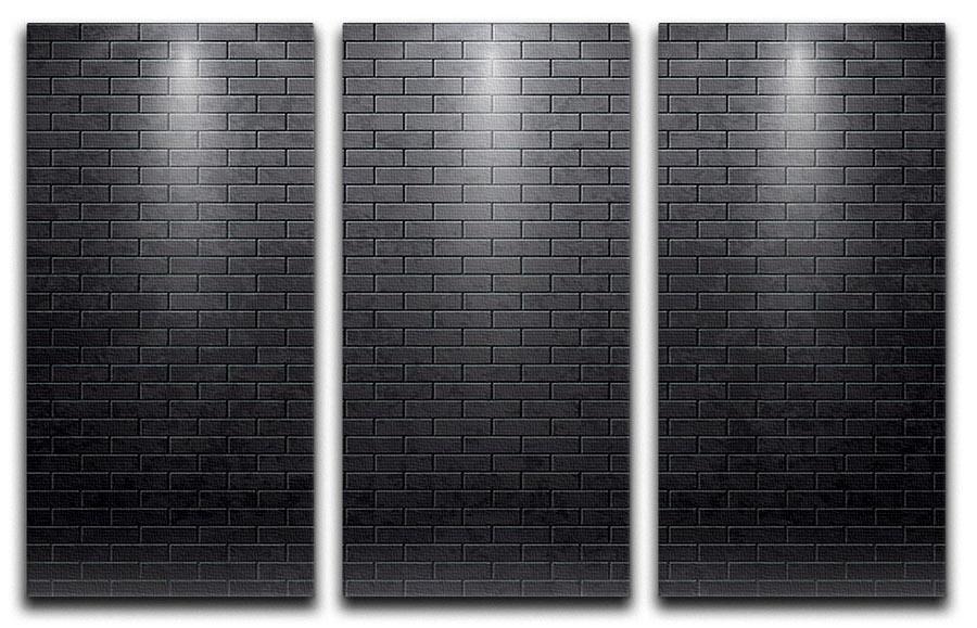 Illustartion of brick wall black 3 Split Panel Canvas Print - Canvas Art Rocks - 1