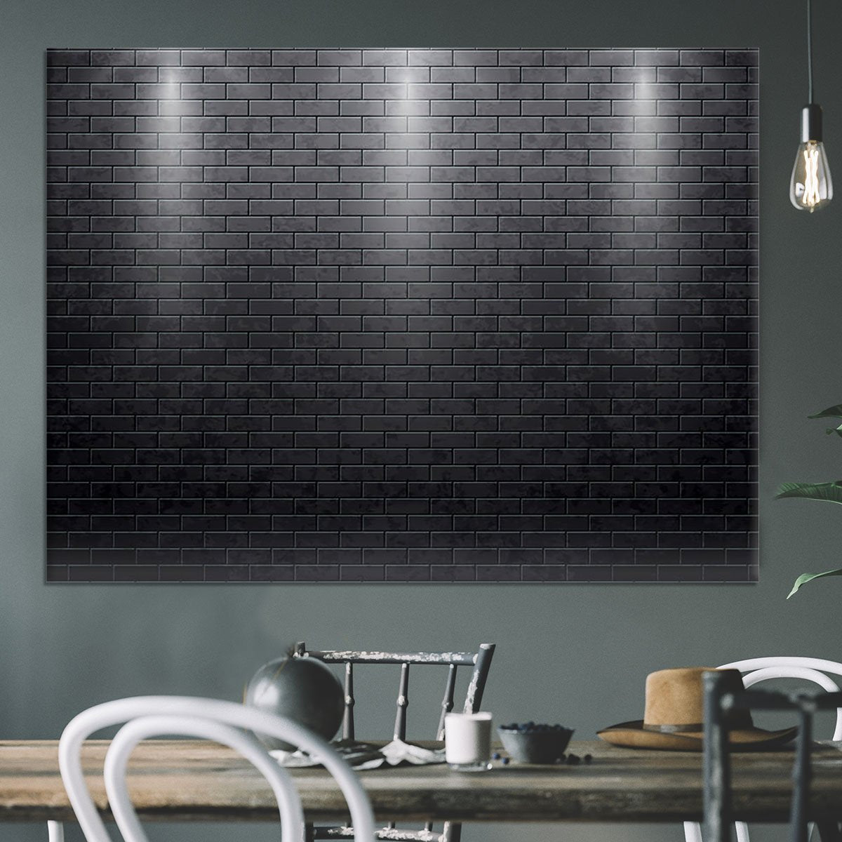Illustartion of brick wall black Canvas Print or Poster
