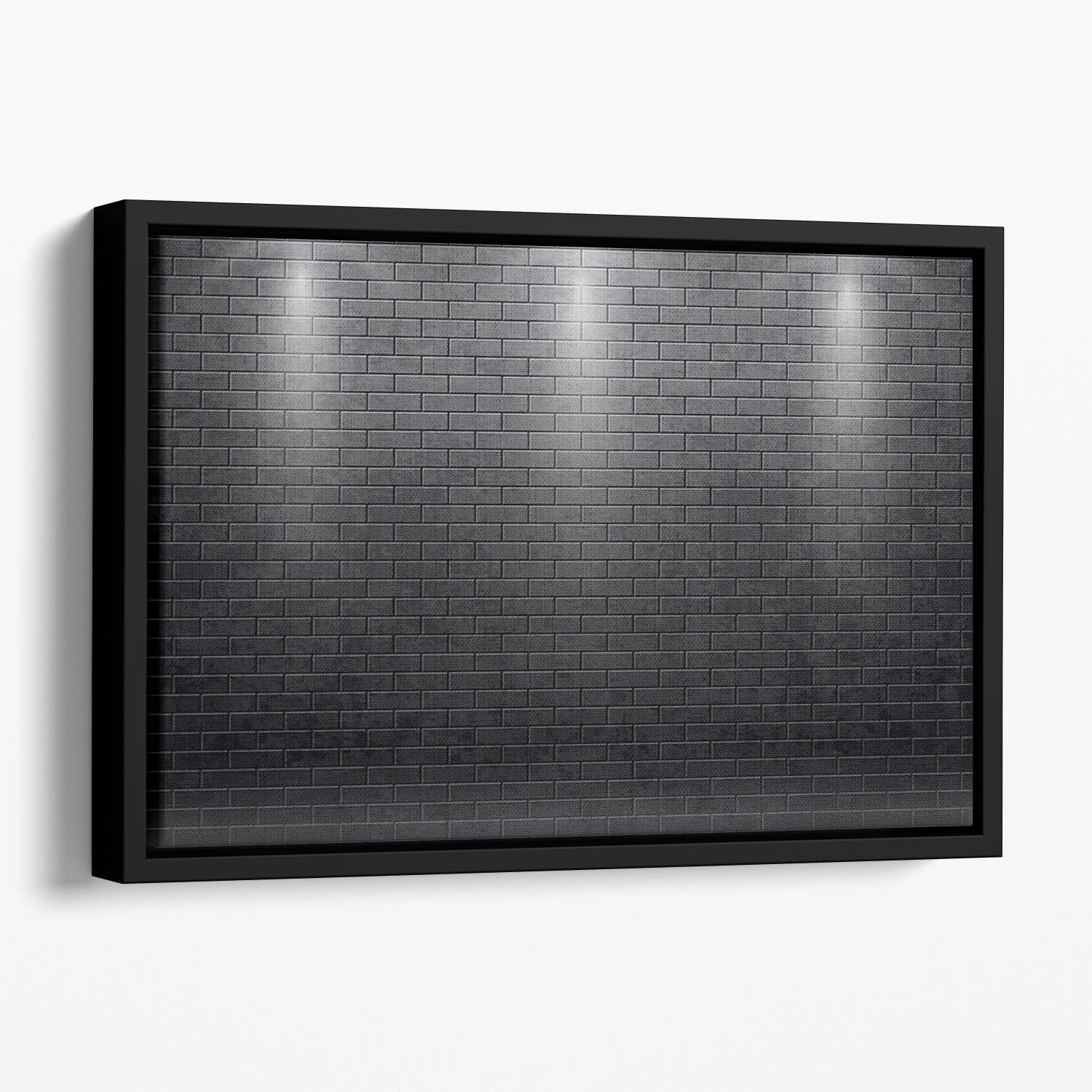 Illustartion of brick wall black Floating Framed Canvas