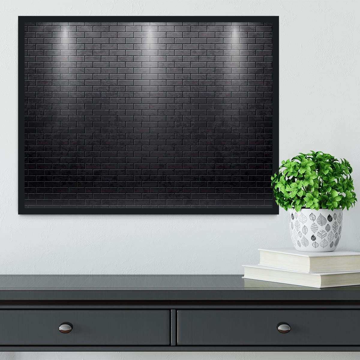 Illustartion of brick wall black Framed Print - Canvas Art Rocks - 2