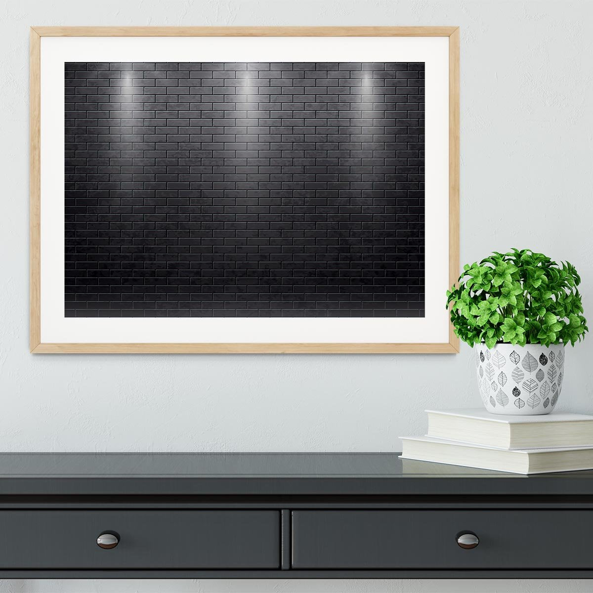 Illustartion of brick wall black Framed Print - Canvas Art Rocks - 3