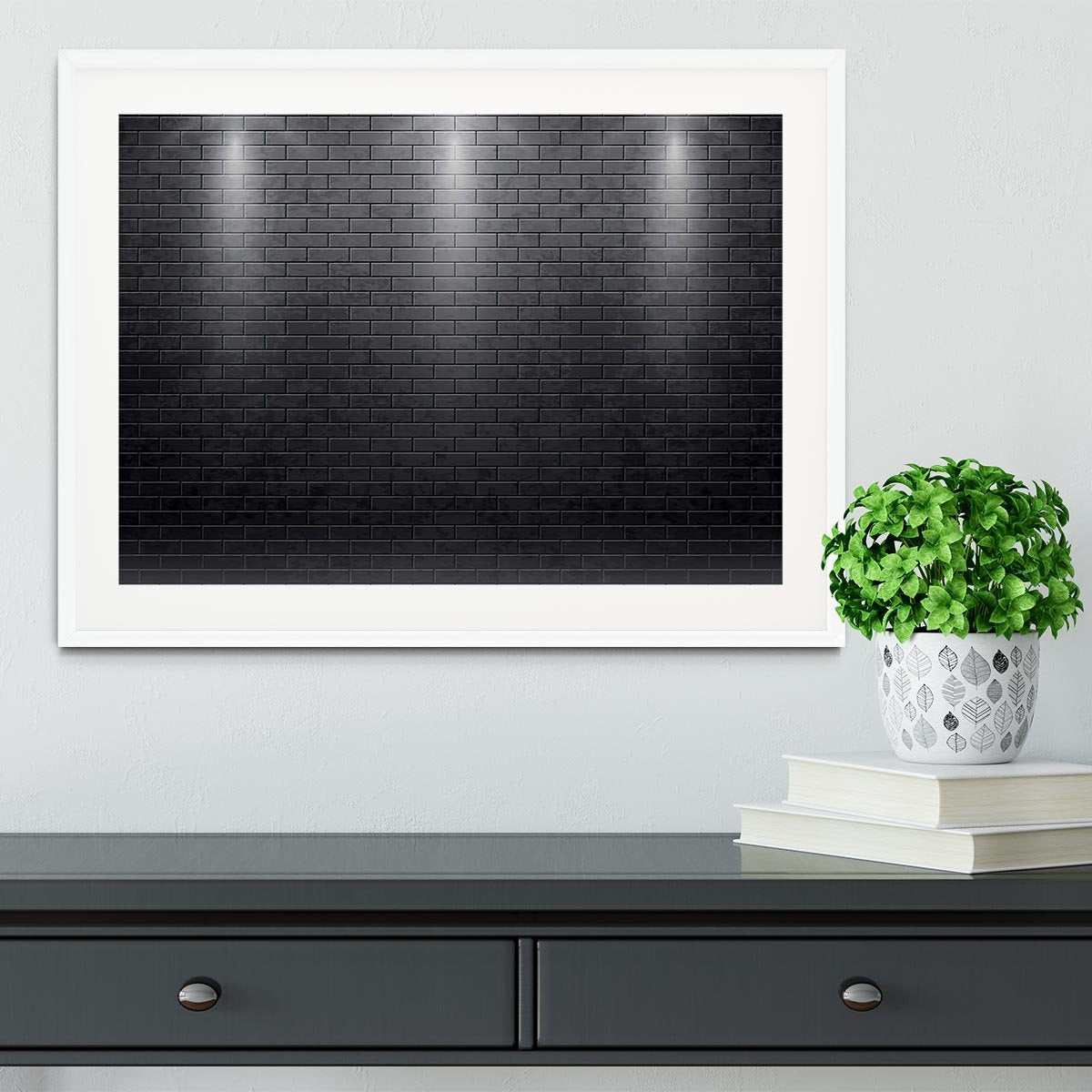 Illustartion of brick wall black Framed Print - Canvas Art Rocks - 5