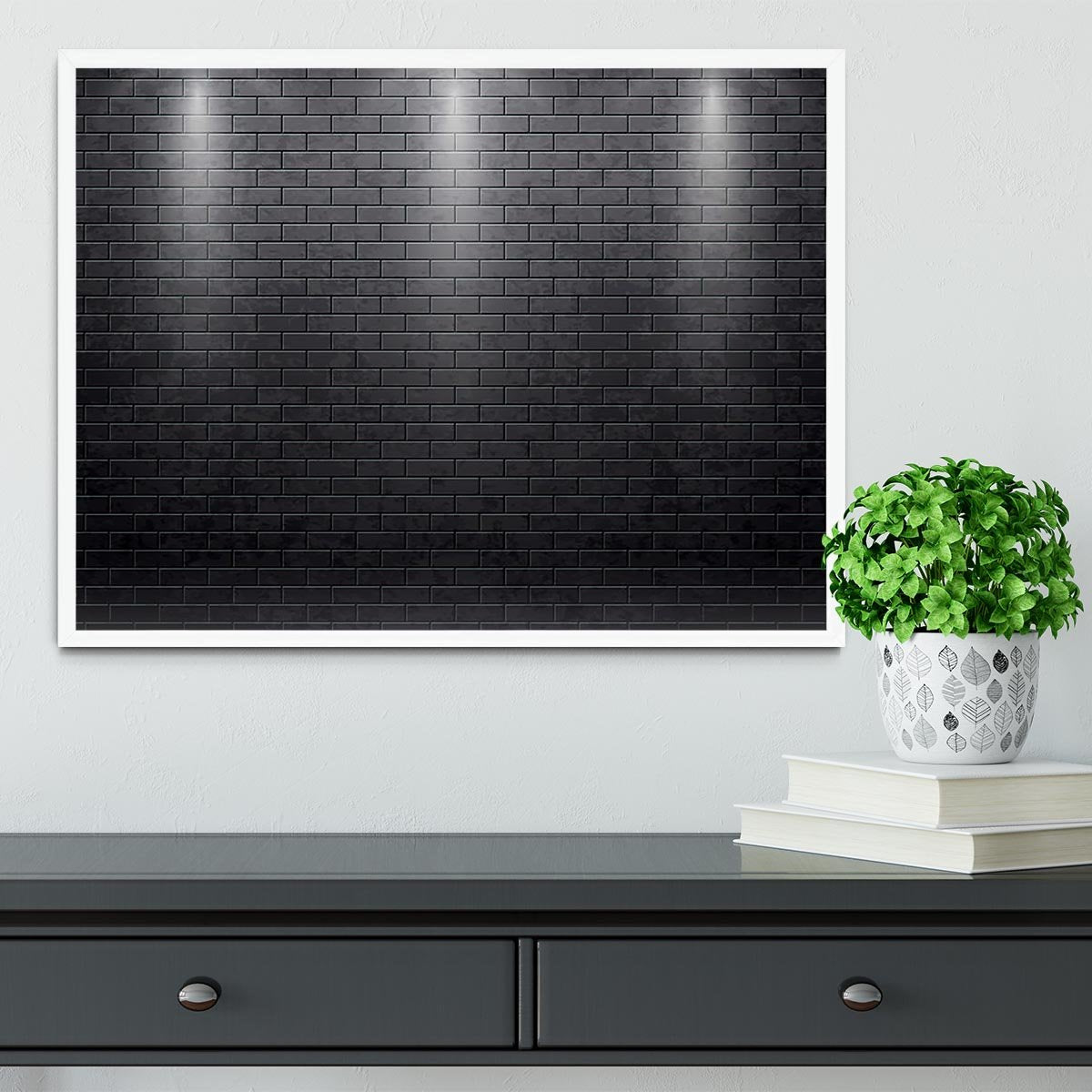 Illustartion of brick wall black Framed Print - Canvas Art Rocks -6
