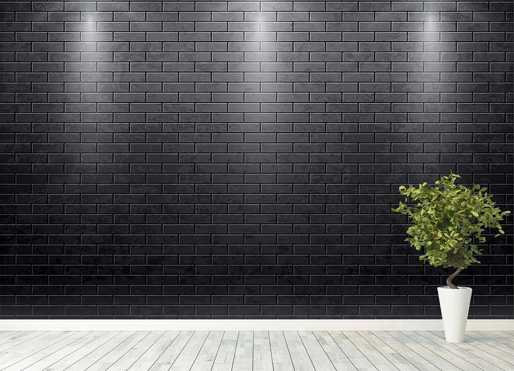 Illustartion of brick wall black Wall Mural Wallpaper - Canvas Art Rocks - 4
