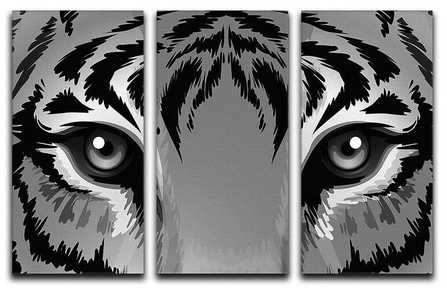 Illustration of a tiger with sharp eyes 3 Split Panel Canvas Print - Canvas Art Rocks - 1